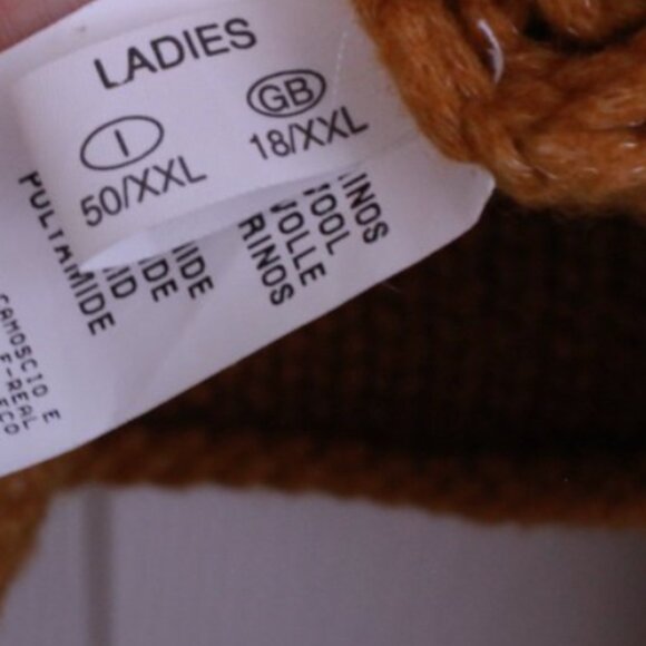 Fabiana Flippi Merino Wool Blend Mock Neck Zip Up Sweater Brown Orange - Picture 4 of 12